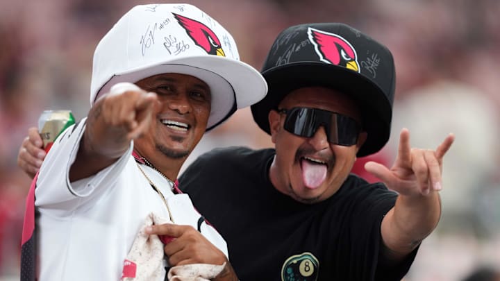 Sep 25, 2025; Glendale, Arizona, USA; Fans cheer before the game between the Arizona Cardinals and the Seattle Seahawks at State Farm Stadium. Mandatory Credit: Joe Camporeale-Imagn Images
