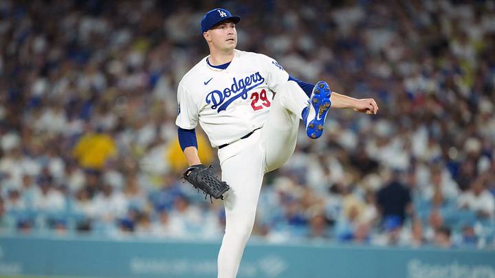 Aug 10, 2026; Los Angeles, California, USA; Los Angeles Dodgers pitcher Tarik Skubal (29) reacts at the end of the fifth inning against the Kansas City Royals at Dodger Stadium. Mandatory Credit: Kirby Lee-Imagn Images Aug 10, 2026; Los Angeles, California, USA; Los Angeles Dodgers pitcher Tarik Skubal (29) reacts at the end of the fifth inning against the Kansas City Royals at Dodger Stadium. Mandatory Credit: Kirby Lee-Imagn Images