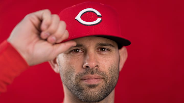 Cincinnati Reds pitcher Nick Martinez (28) during the annual team picture day at the Cincinnati Reds Player Development Complex in Goodyear, Ariz., on Tuesday, Feb. 18, 2025.