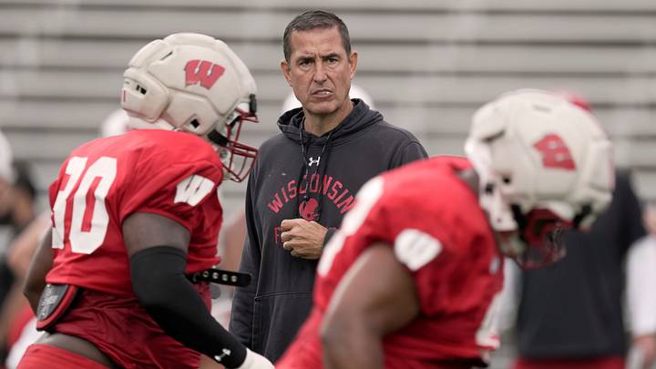 Wisconsin head coach Luke Fickell is shown during practice Thursday, August 13, 2026 at Camp Randall Stadium in Madison, Wisconsin. Wisconsin head coach Luke Fickell is shown during practice Thursday, August 13, 2026 at Camp Randall Stadium in Madison, Wisconsin.