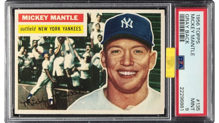 1956 Topps Mickey Mantle that sold for a record high $414,800 1956 Topps Mickey Mantle that sold for a record high $414,800