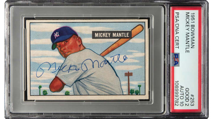 The signed Mickey Mantle rookie card sold for $451,000 on February 28th. 