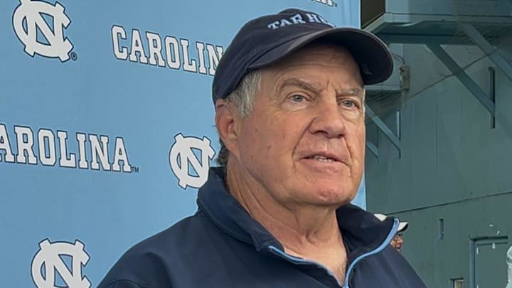 UNC football coach Bill Belichick during a press conference on Aug. 13, 2025, inside the Bill Koman Practice Complex.