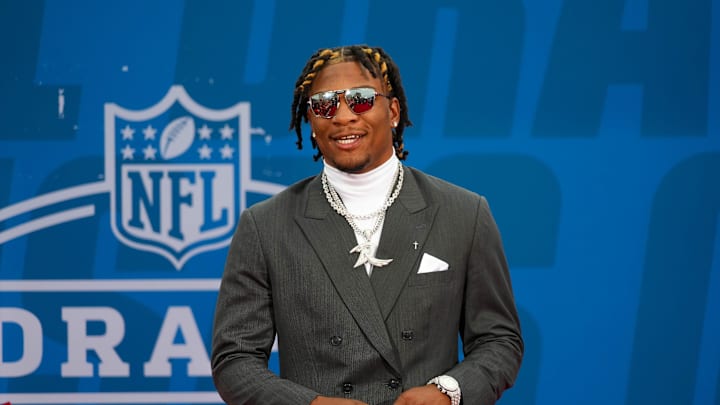 Apr 27, 2023; Kansas City, MO, USA; Florida quarterback Anthony Richardson walks the NFL Draft Red