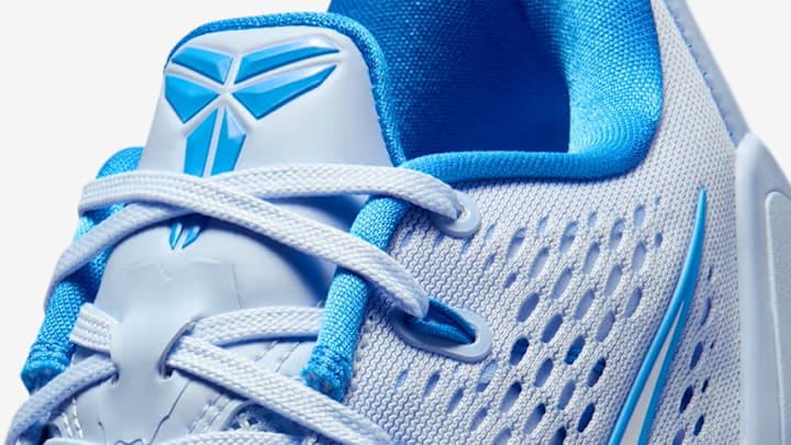 The Nike Kobe 9 Elite Low EM Protro "Hydrogen Blue" colorway.