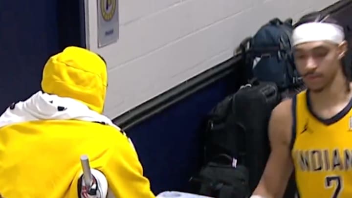 Haliburton exited the game in the first quarter with an Achilles injury. 