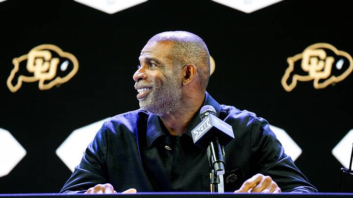 Sanders on Tuesday spoke to reporters at Big 12 Media Days. Sanders on Tuesday spoke to reporters at Big 12 Media Days.