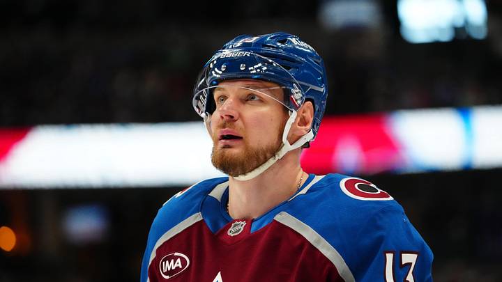 Apr 19, 2026; Denver, Colorado, USA; Colorado Avalanche right wing Valeri Nichushkin (13) during the second period against the Los Angeles Kings in game one of the first round of the 2026 Stanley Cup Playoffs at Ball Arena. Mandatory Credit: Ron Chenoy-Imagn Images