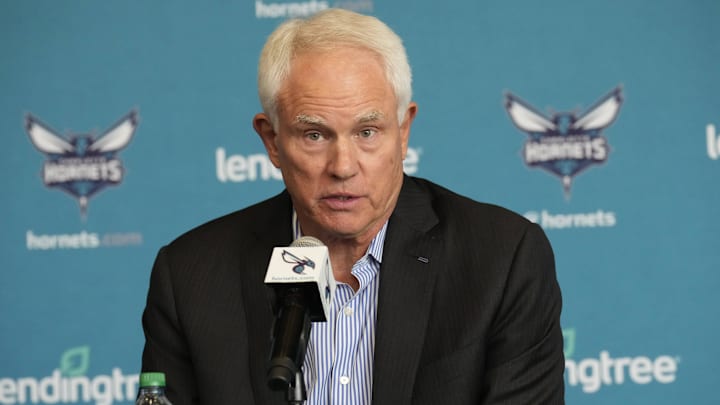 Charlotte Hornets general manager Mitch Kupchak answers media
