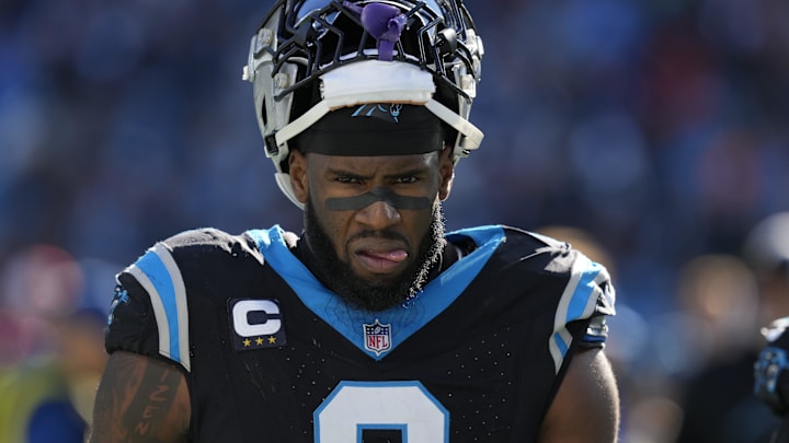 Jan 7, 2024; Charlotte, North Carolina, USA; Carolina Panthers linebacker Brian Burns (0) during the