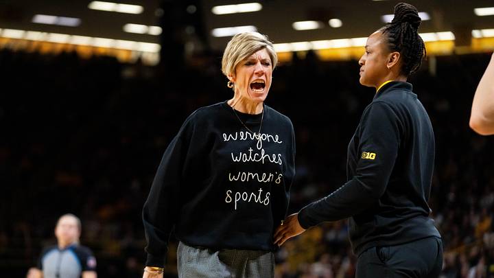 Iowa head coach Jan Jensen shouts after a call by an official against the Hawkeyes on Feb. 5, 2026, at Carver-Hawkeye Arena. Iowa head coach Jan Jensen shouts after a call by an official against the Hawkeyes on Feb. 5, 2026, at Carver-Hawkeye Arena.