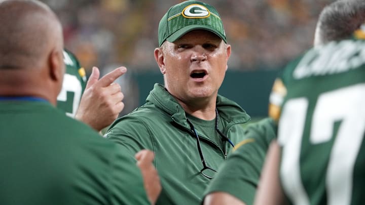 Green Bay Packers general manager Brian Gutekunst is shown during the second quarter of their preseason game against the New England Patriots at Lambeau Field.