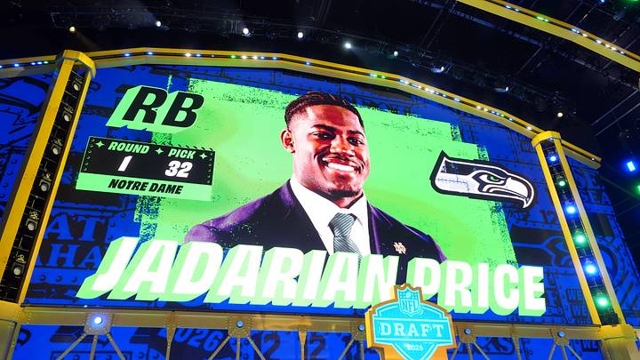 Notre Dame Fighting Irish running back Jadarian Price is selected by the Seattle Seahawks