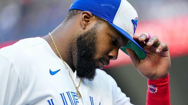 Jun 10, 2026; Toronto, Ontario, CAN; Toronto Blue Jays first baseman Vladimir Guerrero Jr. (27) adjusts his cap before playing the Philadelphia Phillies at Rogers Centre. Mandatory Credit: Kevin Sousa-Imagn Images Jun 10, 2026; Toronto, Ontario, CAN; Toronto Blue Jays first baseman Vladimir Guerrero Jr. (27) adjusts his cap before playing the Philadelphia Phillies at Rogers Centre. Mandatory Credit: Kevin Sousa-Imagn Images