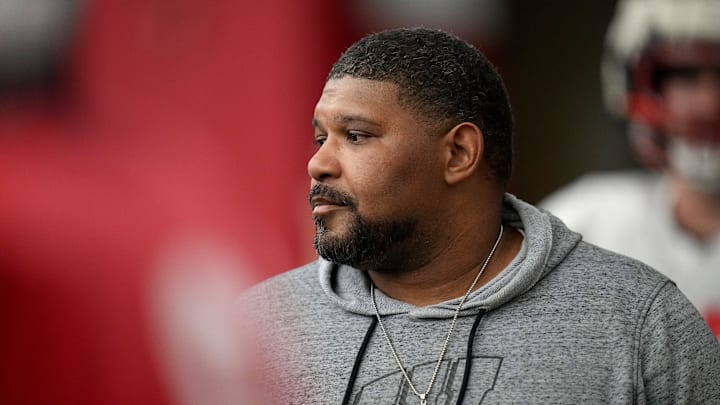 Wisconsin defensive line coach E.J. Whitlow is shown during spring football practice Thursday, April 25, 2024 in Madison, Wisconsin. The Wisconsin Badgers football team plays their season opener against Western Michigan on August 31. Wisconsin defensive line coach E.J. Whitlow is shown during spring football practice Thursday, April 25, 2024 in Madison, Wisconsin. The Wisconsin Badgers football team plays their season opener against Western Michigan on August 31.