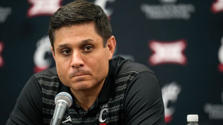 University of Cincinnati men’s basketball head coach Wes Miller speaks during a press conference at the University of Cincinnati on Tuesday, Sept. 16, 2025.