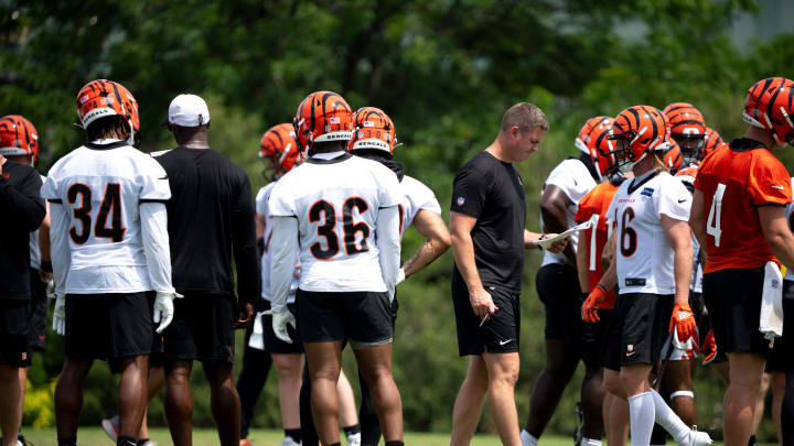 Cincinnati Bengals head coach Zac Taylor walks the field at the Bengals NFL practice in Cincinnati on Tuesday, June 4, 2024. Cincinnati Bengals head coach Zac Taylor walks the field at the Bengals NFL practice in Cincinnati on Tuesday, June 4, 2024.
