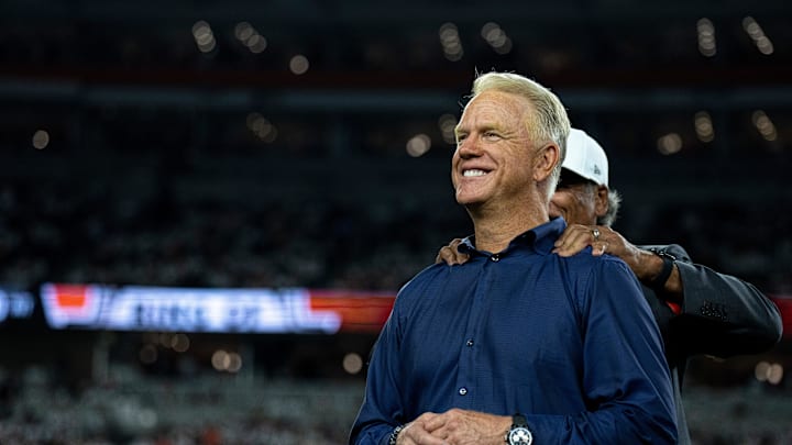 Boomer Esiason smiles while being announced at halftime as a Bengals Ring of Champions inductee at halftime of the NFL game between the Cincinnati Bengals and Los Angeles Rams at Paycor Stadium in Cincinnati on Monday, Sept. 25, 2023. Boomer Esiason smiles while being announced at halftime as a Bengals Ring of Champions inductee at halftime of the NFL game between the Cincinnati Bengals and Los Angeles Rams at Paycor Stadium in Cincinnati on Monday, Sept. 25, 2023.