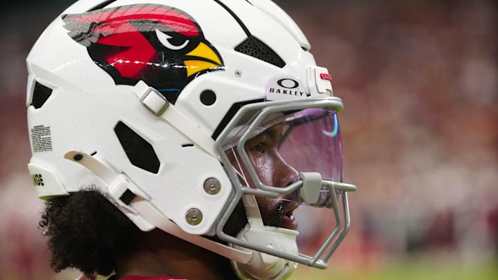 Cardinals quarterback Kyler Murray (1) on the sideline during a game against the Commanders at State Farm Stadium in Glendale on Sept. 29, 2024. Cardinals quarterback Kyler Murray (1) on the sideline during a game against the Commanders at State Farm Stadium in Glendale on Sept. 29, 2024.