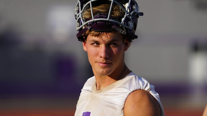 Queen Creek quarterback Tait Reynolds during a practice at Queen Creek High School in Queen Creek, Arizona on Oct. 30, 2024