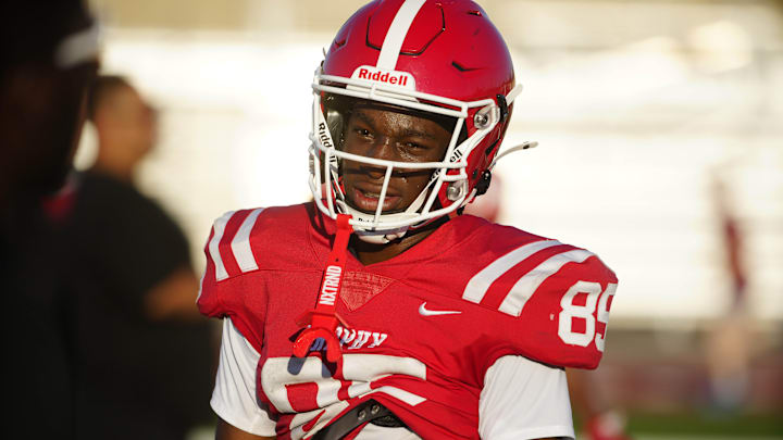 Brophy Prep wide receiver Donovan Mcnabb Jr. (85) during a practice at Brophy College Prepatory in Phoenix on Sept. 4, 2024.