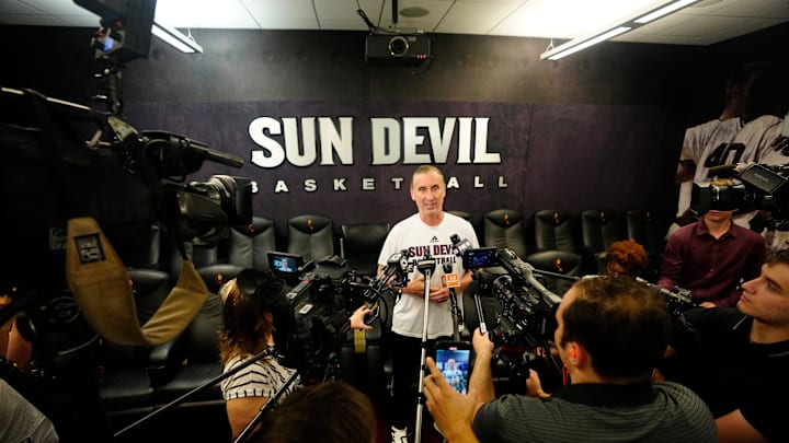 ASU head coach Bobby Hurley speaks to the press at Weatherup Center in Tempe, Ariz. on June 4, 2025.