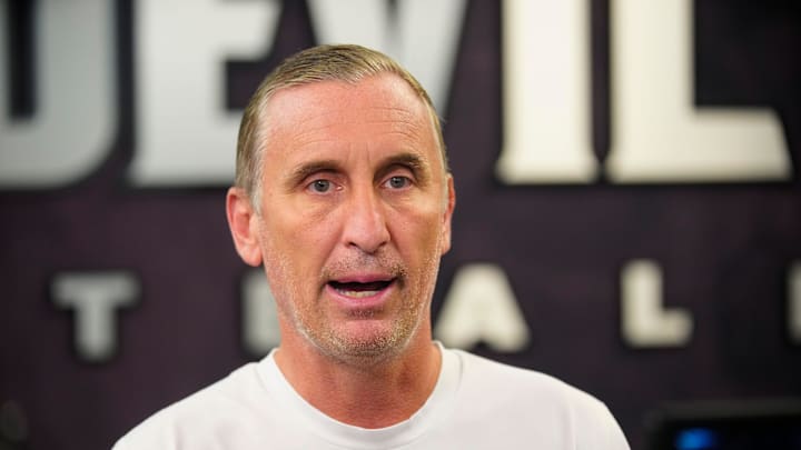ASU head coach Bobby Hurley speaks to the press at Weatherup Center in Tempe, Ariz. on June 4, 2025.