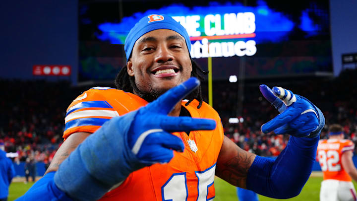 Denver Broncos linebacker Nik Bonitto following the win against the Kansas City Chiefs.
