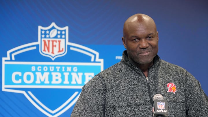 Tampa Bay Buccaneers coach Todd Bowles speaks during the NFL Scouting Combine.