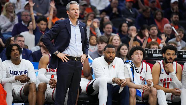 Mar 20, 2026; Philadelphia, PA, USA; Virginia Cavaliers head coach Ryan Odom looks on during the second half against the Wright State Raiders during a first round game of the men's 2026 NCAA Tournament at Xfinity Mobile Arena. Mandatory Credit: Kyle Ross-Imagn Images Mar 20, 2026; Philadelphia, PA, USA; Virginia Cavaliers head coach Ryan Odom looks on during the second half against the Wright State Raiders during a first round game of the men's 2026 NCAA Tournament at Xfinity Mobile Arena. Mandatory Credit: Kyle Ross-Imagn Images