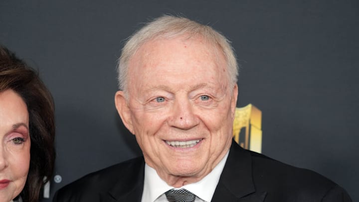 Feb 6, 2025; New Orleans, LA, USA; Jerry Jones on the red carpet before Super Bowl LIX NFL Honors at Saenger Theatre. Mandatory Credit: Kirby Lee-Imagn Images