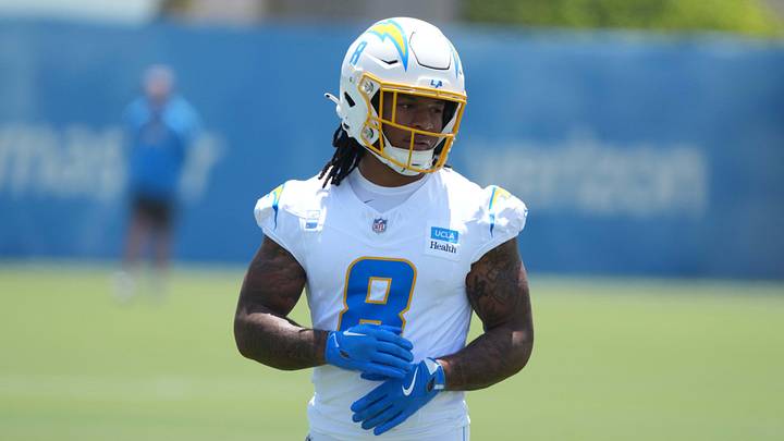 Jun 16, 2026, El Segundo, California; Los Angeles Chargers running back Omarion Hampton (8) during minicamp at The Bolt. Mandatory Credit: Kirby Lee-Imagn Images Jun 16, 2026, El Segundo, California; Los Angeles Chargers running back Omarion Hampton (8) during minicamp at The Bolt. Mandatory Credit: Kirby Lee-Imagn Images