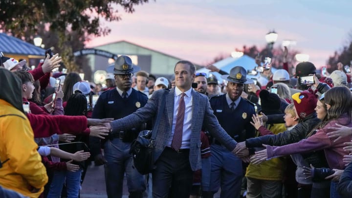 Nov 25, 2023; Columbia, South Carolina, USA; South Carolina Gamecocks head coach Shane Beamer leads the Gamecock Walk prior to their game against the Clemson Tigers at Williams-Brice Stadium. Mandatory Credit: David Yeazell-USA TODAY Sports Nov 25, 2023; Columbia, South Carolina, USA; South Carolina Gamecocks head coach Shane Beamer leads the Gamecock Walk prior to their game against the Clemson Tigers at Williams-Brice Stadium. Mandatory Credit: David Yeazell-USA TODAY Sports