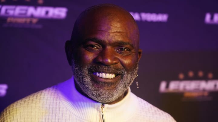 Feb 9, 2024; Las Vegas, NV, USA; Former linebacker Lawrence Taylor arrives before the Legends NFL Party.  