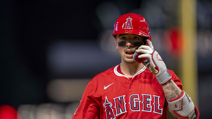 Sep 9, 2024; Minneapolis, Minnesota, USA; Los Angeles Angels shortstop Zach Neto (9) reacts after striking out against the Minnesota Twins in the fourth inning at Target Field. Mandatory Credit: Jesse Johnson-Imagn Images Sep 9, 2024; Minneapolis, Minnesota, USA; Los Angeles Angels shortstop Zach Neto (9) reacts after striking out against the Minnesota Twins in the fourth inning at Target Field. Mandatory Credit: Jesse Johnson-Imagn Images