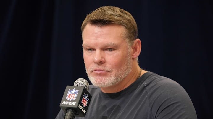 Feb 25, 2025; Indianapolis, IN, USA; Indianapolis Colts general manager Chris Ballard speaks during the NFL Scouting Combine at the Indiana Convention Center. 