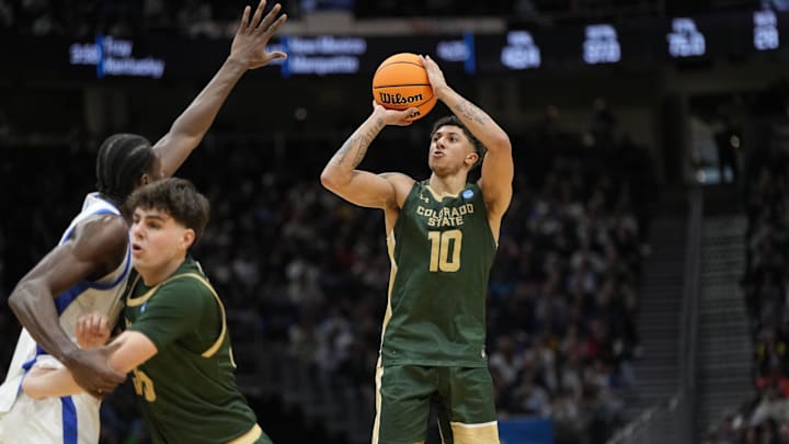 Mar 21, 2025; Seattle, WA, USA; Colorado State Rams guard Nique Clifford (10) shoots the ball during the second half against Memphis Tigers at Climate Pledge Arena. Mandatory Credit: Stephen Brashear-Imagn Images Mar 21, 2025; Seattle, WA, USA; Colorado State Rams guard Nique Clifford (10) shoots the ball during the second half against Memphis Tigers at Climate Pledge Arena. Mandatory Credit: Stephen Brashear-Imagn Images