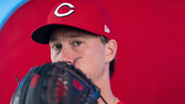 Cincinnati Reds pitcher Brady Singer (51) during the annual team picture day at the Cincinnati Reds Player Development Complex in Goodyear, Ariz., on Tuesday, Feb. 18, 2025.