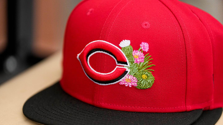 Cincinnati Reds Cactus League spring training hat for the 2026 season at the Cincinnati Reds player development complex in Goodyear, Ariz., on Friday, Feb. 13, 2026. Cincinnati Reds Cactus League spring training hat for the 2026 season at the Cincinnati Reds player development complex in Goodyear, Ariz., on Friday, Feb. 13, 2026.