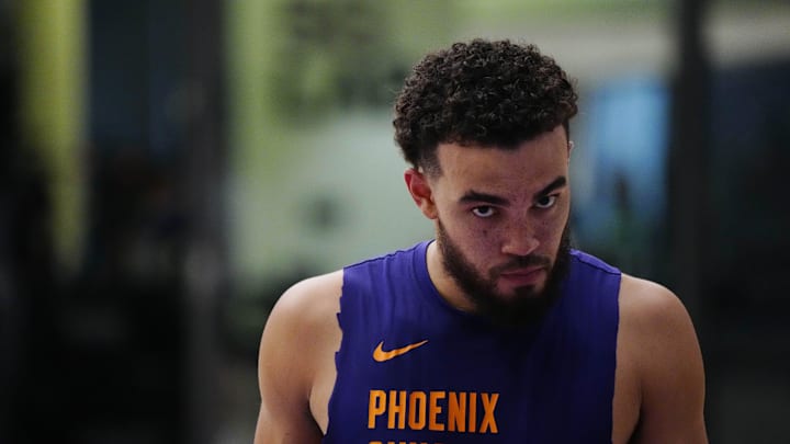 Suns guard Tyus Jones during practice at the Verizon 5G Performance Center in Phoenix on Oct. 1, 2024.