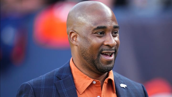 Aug 26, 2023; Denver, Colorado, USA; Denver Broncos president Damani Leech before the preseason game against the Los Angeles Rams at Empower Field at Mile High. Aug 26, 2023; Denver, Colorado, USA; Denver Broncos president Damani Leech before the preseason game against the Los Angeles Rams at Empower Field at Mile High.