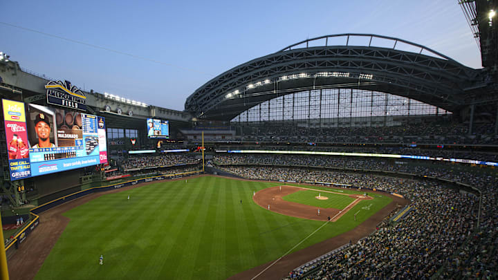 Jun 6, 2025; Milwaukee, Wisconsin, USA; General view of American Family Field during the fourth inning of the game between the San Diego Padres and Milwaukee Brewers. Mandatory Credit: Jeff Hanisch-Imagn Images Jun 6, 2025; Milwaukee, Wisconsin, USA; General view of American Family Field during the fourth inning of the game between the San Diego Padres and Milwaukee Brewers. Mandatory Credit: Jeff Hanisch-Imagn Images