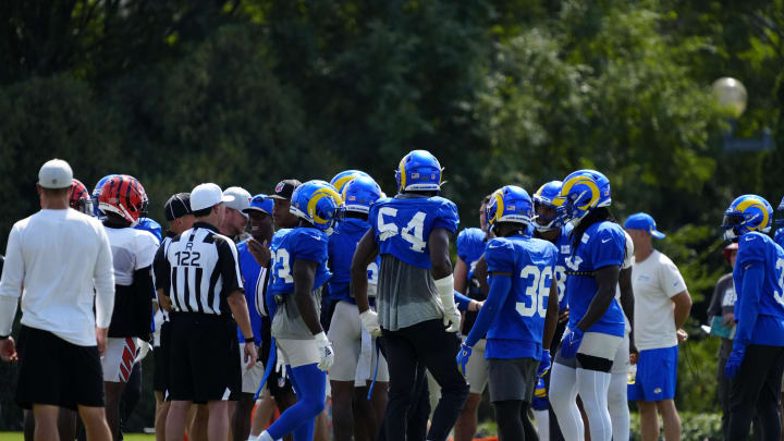 A minor scuffle breaks out between players during a joint preseason camp practice between the Cincinnati Bengals and the Los Angeles Rams at Paycor Stadium in Cincinnati on Thursday, Aug. 25, 2022. Practice was ended early after a third scuffle turned into a broader fight between players on both teams.
Cincinnati Bengals Los Angeles Rams Training Camp A minor scuffle breaks out between players during a joint preseason camp practice between the Cincinnati Bengals and the Los Angeles Rams at Paycor Stadium in Cincinnati on Thursday, Aug. 25, 2022. Practice was ended early after a third scuffle turned into a broader fight between players on both teams.
Cincinnati Bengals Los Angeles Rams Training Camp
