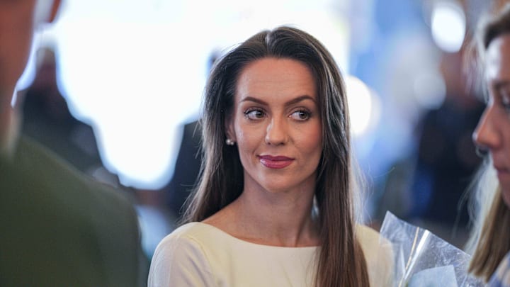 Dec 12, 2024; Chapel Hill, NC, USA; Jordon Hudson the girlfriend of Bill Belichick in attendance at Loudermilk Center for Excellence.