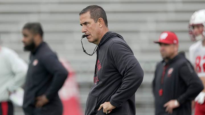 Wisconsin head coach Luke Fickell is shown during practice Thursday, August 13, 2026 at Camp Randall Stadium in Madison, Wisconsin.