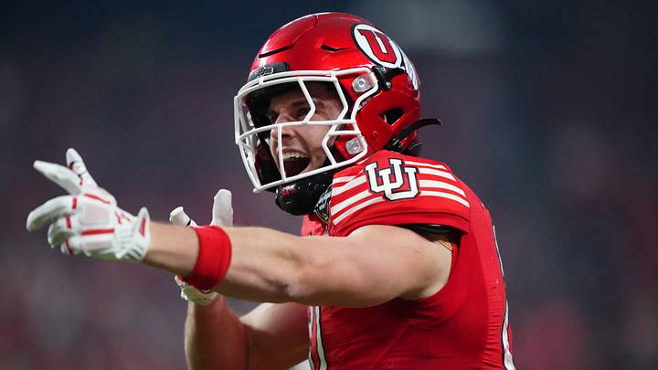 Dec 31, 2025; Las Vegas, NV, USA; Utah Utes tight end JJ Buchanan (81) celebrates after a reception against the Nebraska Cornhuskers in the first half during the SRS Distribution Las Vegas Bowl at Allegiant Stadium. Mandatory Credit: Kirby Lee-Imagn Images Dec 31, 2025; Las Vegas, NV, USA; Utah Utes tight end JJ Buchanan (81) celebrates after a reception against the Nebraska Cornhuskers in the first half during the SRS Distribution Las Vegas Bowl at Allegiant Stadium. Mandatory Credit: Kirby Lee-Imagn Images