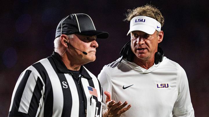LSU head coach Lane Kiffin talks with an official during a college football game between Ole Miss and LSU at Vaught Hemingway Stadium in Oxford, Miss., on Saturday, Sept. 19, 2026. LSU head coach Lane Kiffin talks with an official during a college football game between Ole Miss and LSU at Vaught Hemingway Stadium in Oxford, Miss., on Saturday, Sept. 19, 2026.