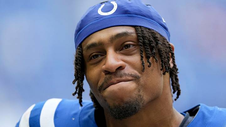 Indianapolis Colts running back Jonathan Taylor walks off the field
