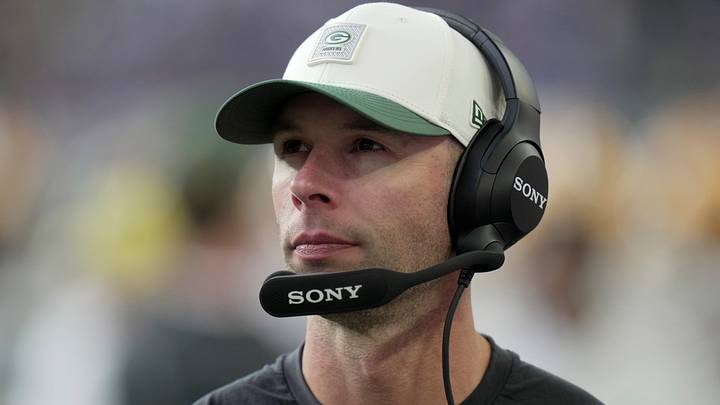 Green Bay Packers defensive coordinator Jonathan Gannon is shown during the third quarter of their game Sunday, Sept. 13, 2026 at U.S. Bank Stadium in Minneapolis, Minnesota. The Minnesota Vikings beat the Green Bay Packers 39-22.
