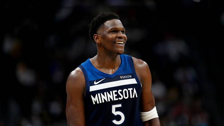 Mar 12, 2025; Denver, Colorado, USA; Minnesota Timberwolves guard Anthony Edwards (5) reacts in the second half against the Denver Nuggets at Ball Arena. Mandatory Credit: Ron Chenoy-Imagn Images Mar 12, 2025; Denver, Colorado, USA; Minnesota Timberwolves guard Anthony Edwards (5) reacts in the second half against the Denver Nuggets at Ball Arena. Mandatory Credit: Ron Chenoy-Imagn Images